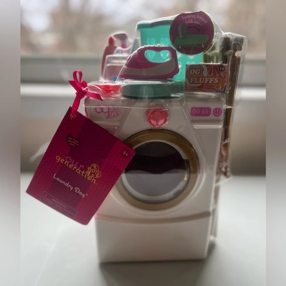 Our Generation Laundry Day Washing Machine Dollhouse Accessory Set for 18